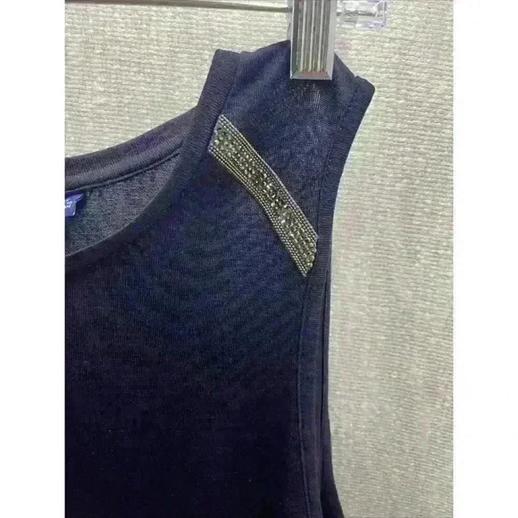 APT.9 X-LARGE NAVY TUNIC TOP RAYON DECORATION FOR WOMAN - Picture 4 of 11